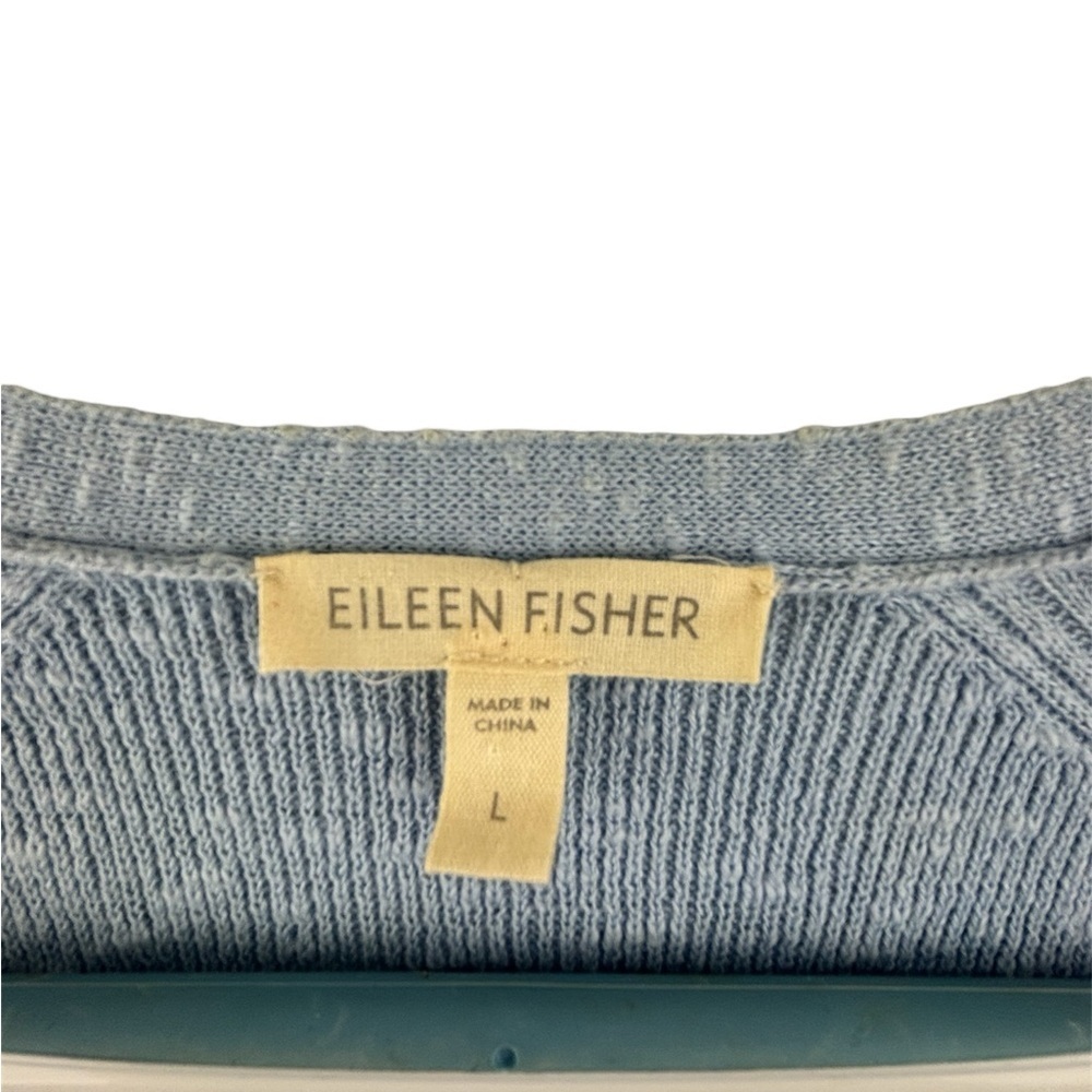 Eileen Fisher Linen Longline Button Front Women’s Cardigan Size Large Light Blue - Picture 4 of 10